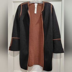 Chico's Black and Brown Reversable  Open Front Cardigan Sz 0 (Small, 4-6)